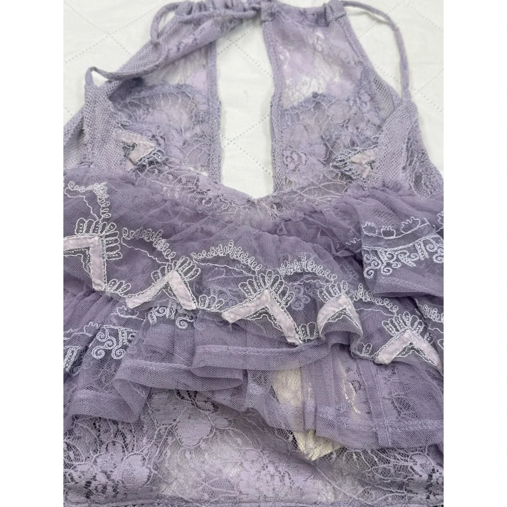 NWT Free People In The Clouds Lace Ruffles Lace Fairy Tank Top XS